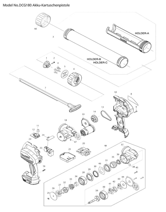 Makita DCG180 Ersatzteile