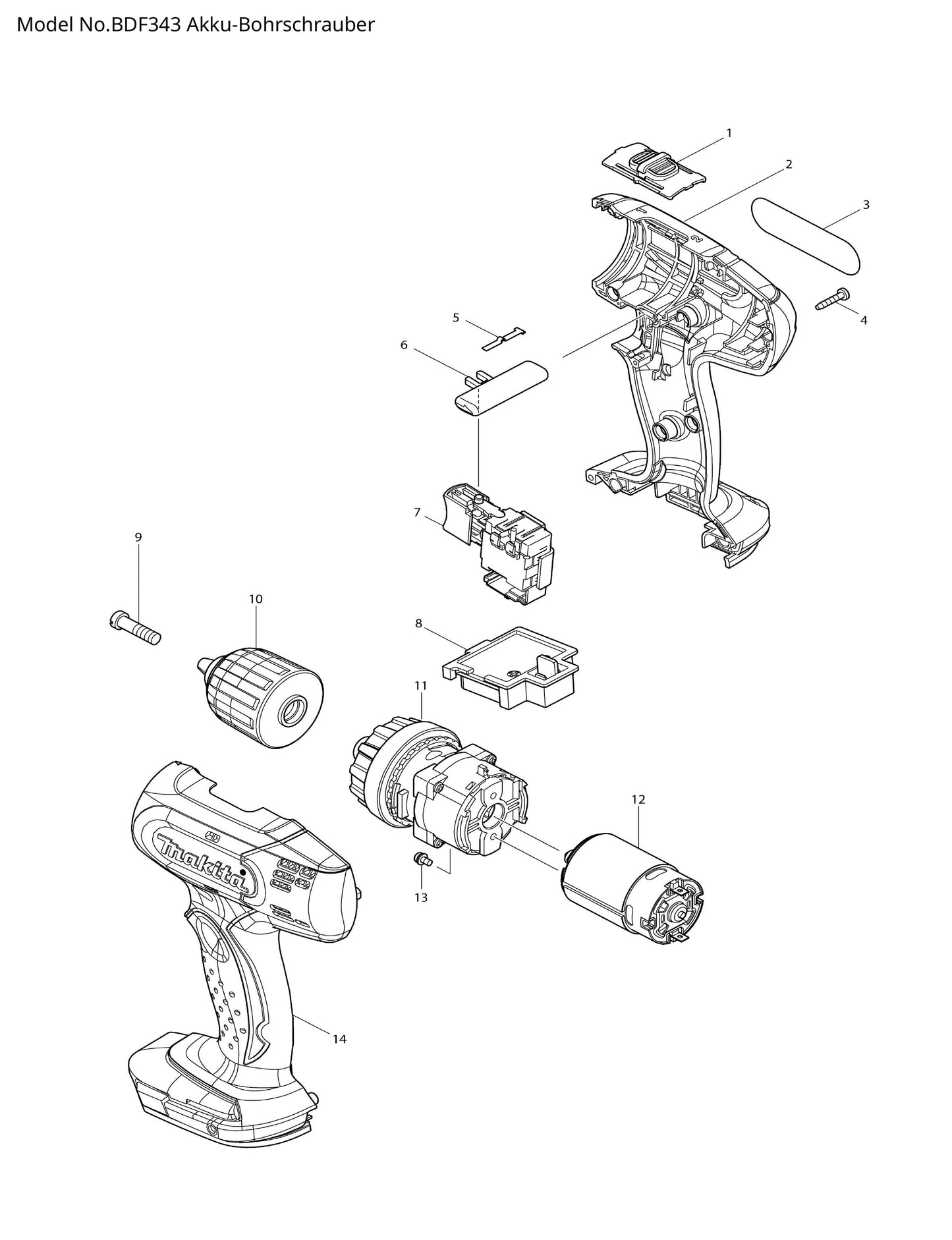 Makita BDF343 Ersatzteile