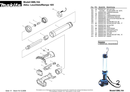 Makita BML184 Ersatzteile