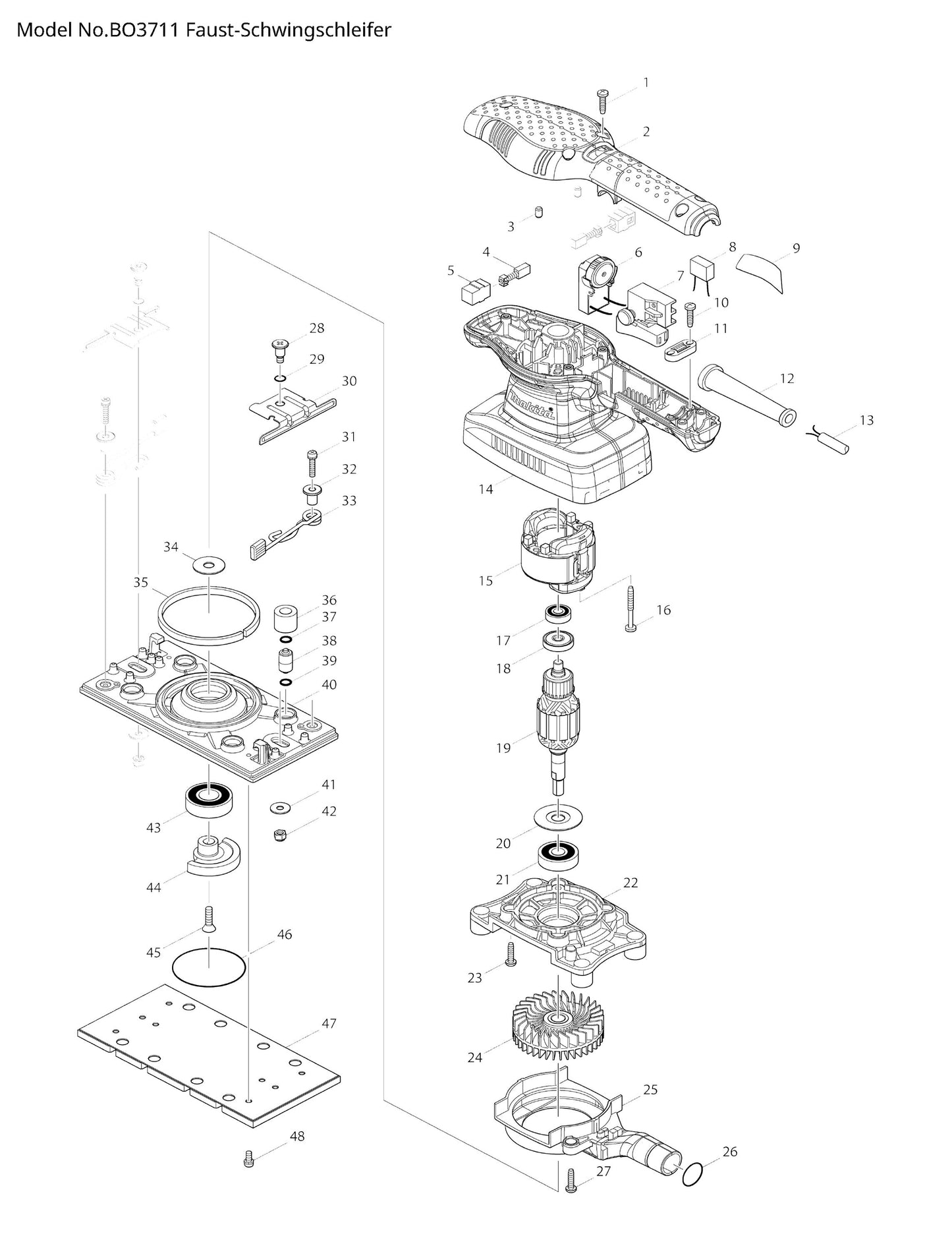 Makita BO3711 Ersatzteile