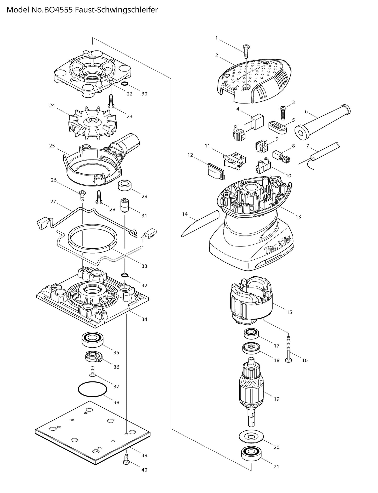 Makita BO4555 Ersatzteile