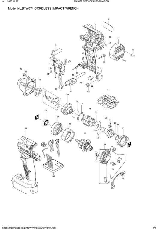 Makita BTW074 Ersatzteile