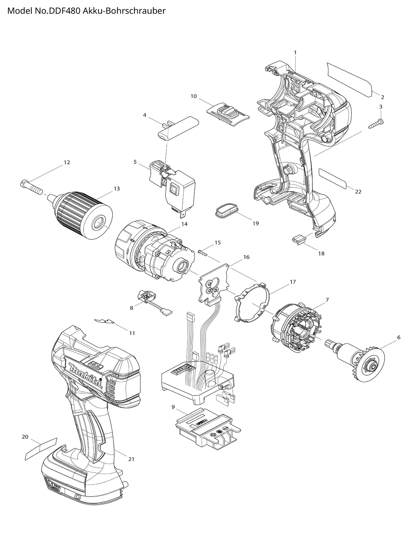 Makita DDF480 Ersatzteile