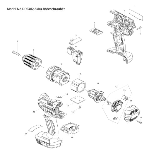 Makita DDF482 Ersatzteile