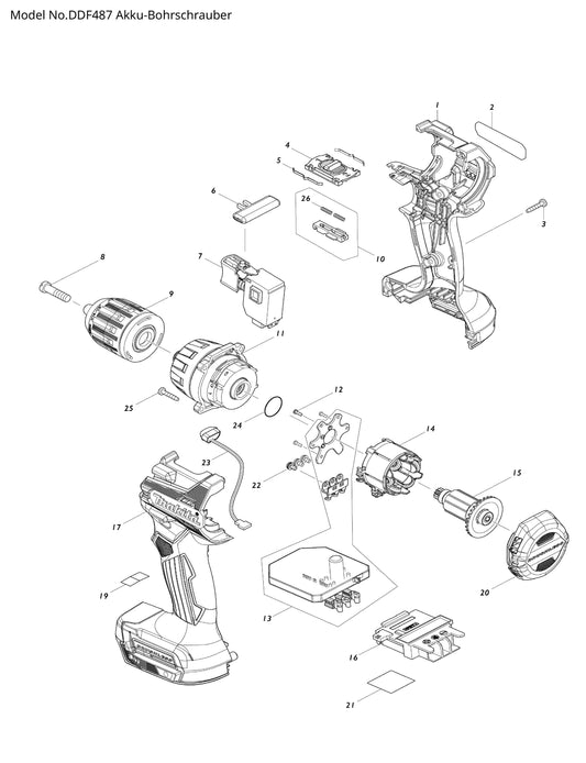 Makita DDF487 Ersatzteile