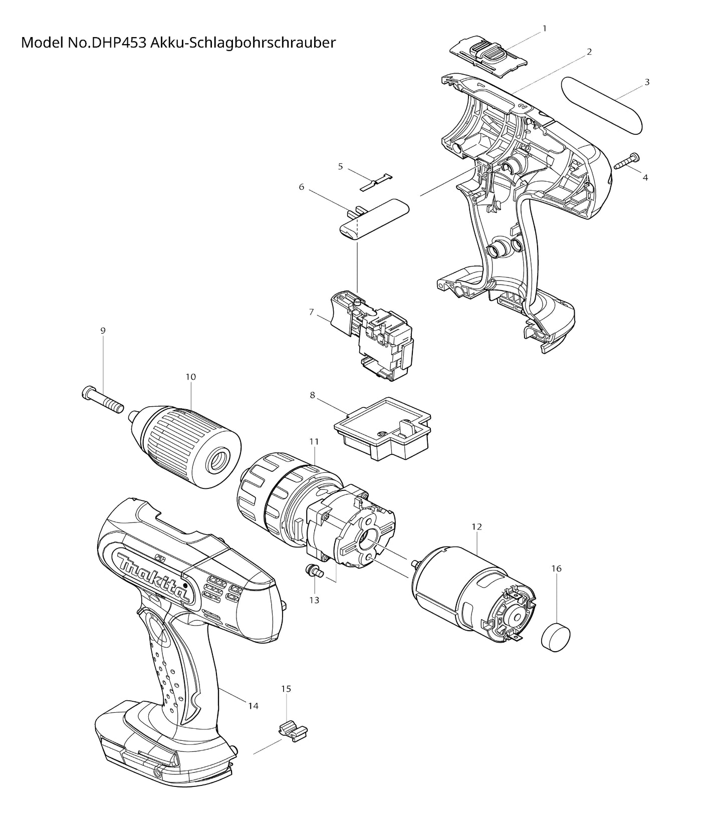 Makita DHP453 Ersatzteile