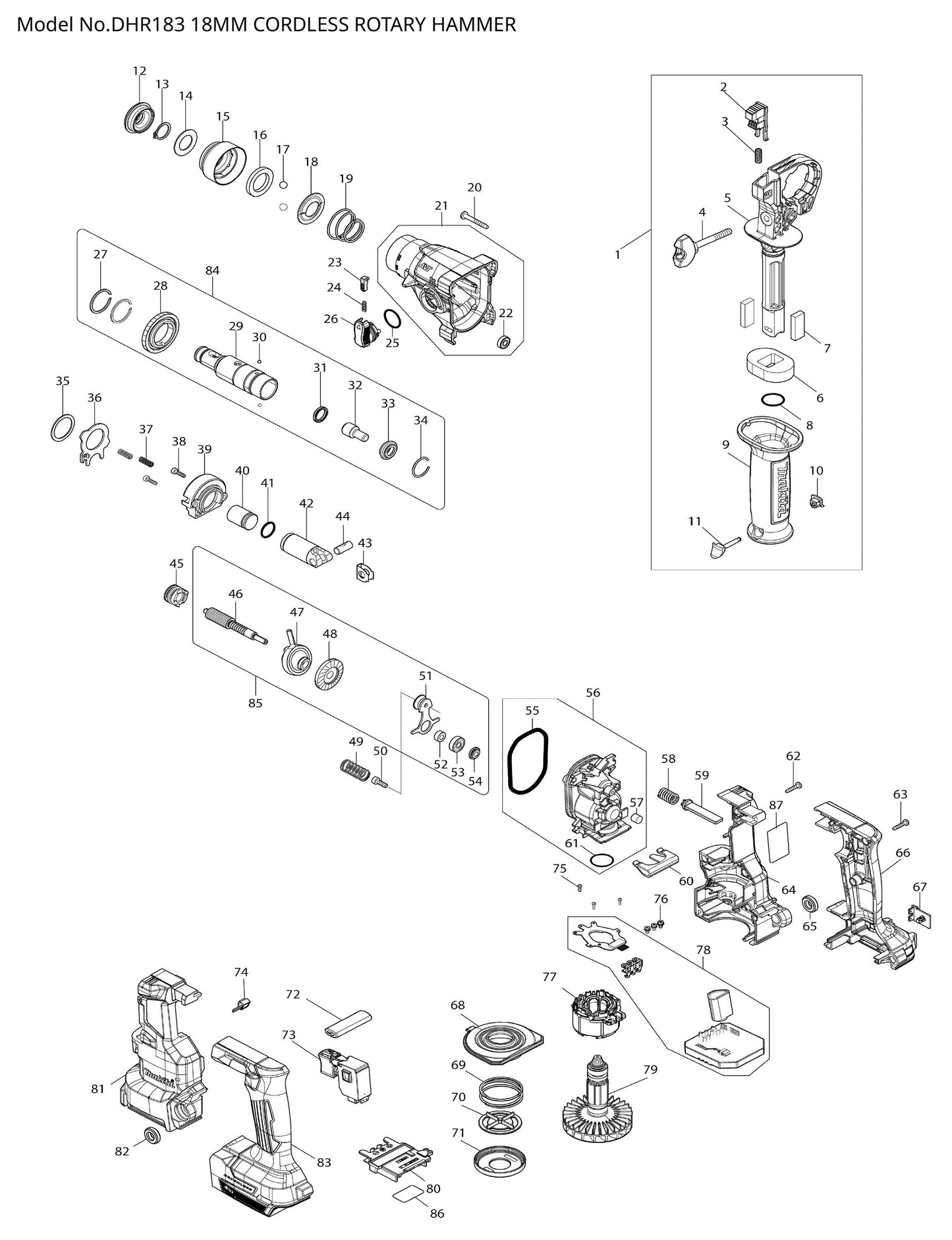 Makita DHR183 Ersatzteile