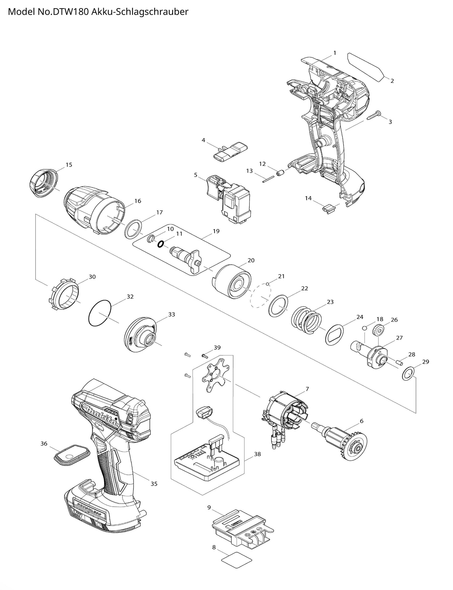 Makita DTW180 Ersatzteile