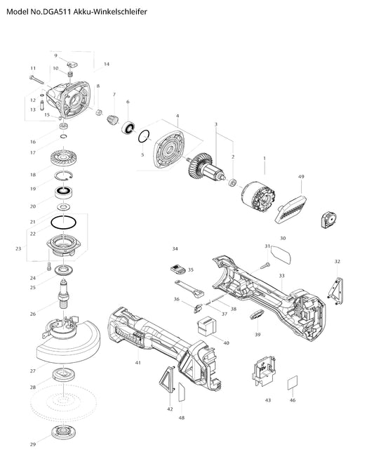 Makita DGA511 Ersatzteile